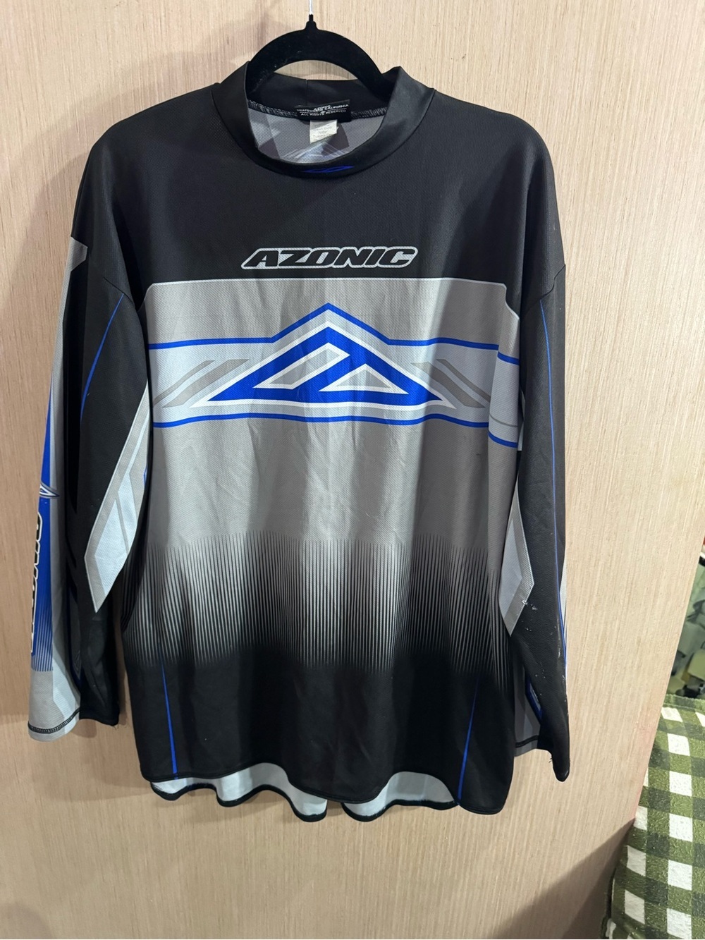 Men's Azonic Black & Gray Motorcross Jersey with Blue Accents Size Large